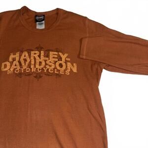 Harley-Davidson Suburban Motors Men's XL Long Sleeve Thermal T Shirt Orange